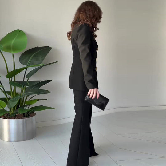 Elegantes 2-teiliges Set für Damen mit Blazer und Hose mit geteilten Ärmeln