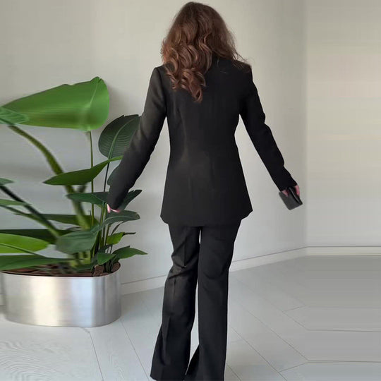 Elegantes 2-teiliges Set für Damen mit Blazer und Hose mit geteilten Ärmeln