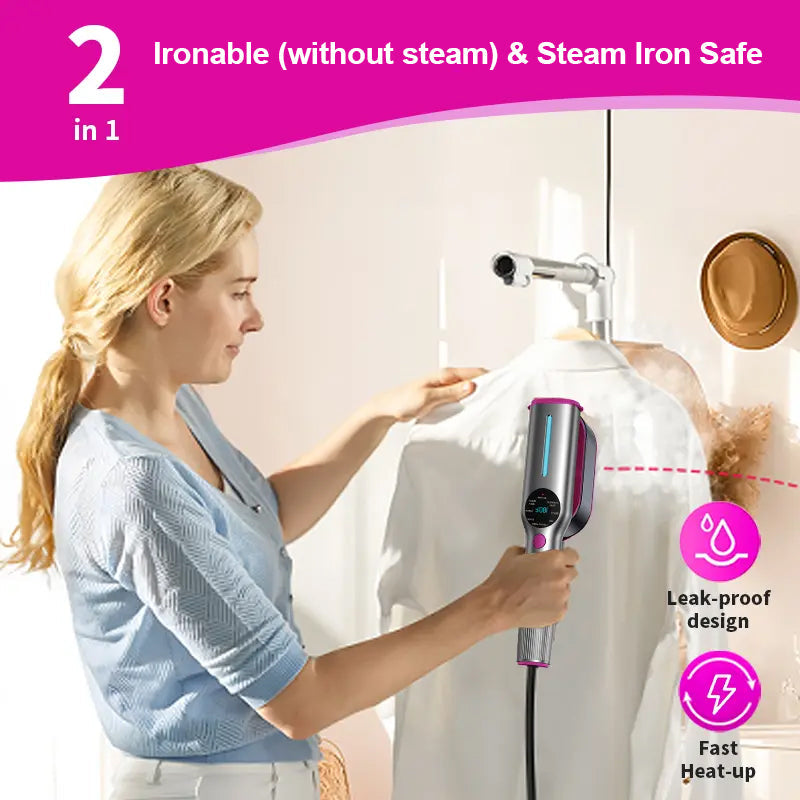 Kleiderdampfer für Kleidung, Handdampfer &amp; Bügeleisen 2 in 1, 15 Sekunden Schnellaufheizung, großes Bedienfeld, 100-240 V Weitspannung, geeignet für weltweite Reisen, Weihnachtsgeschenke