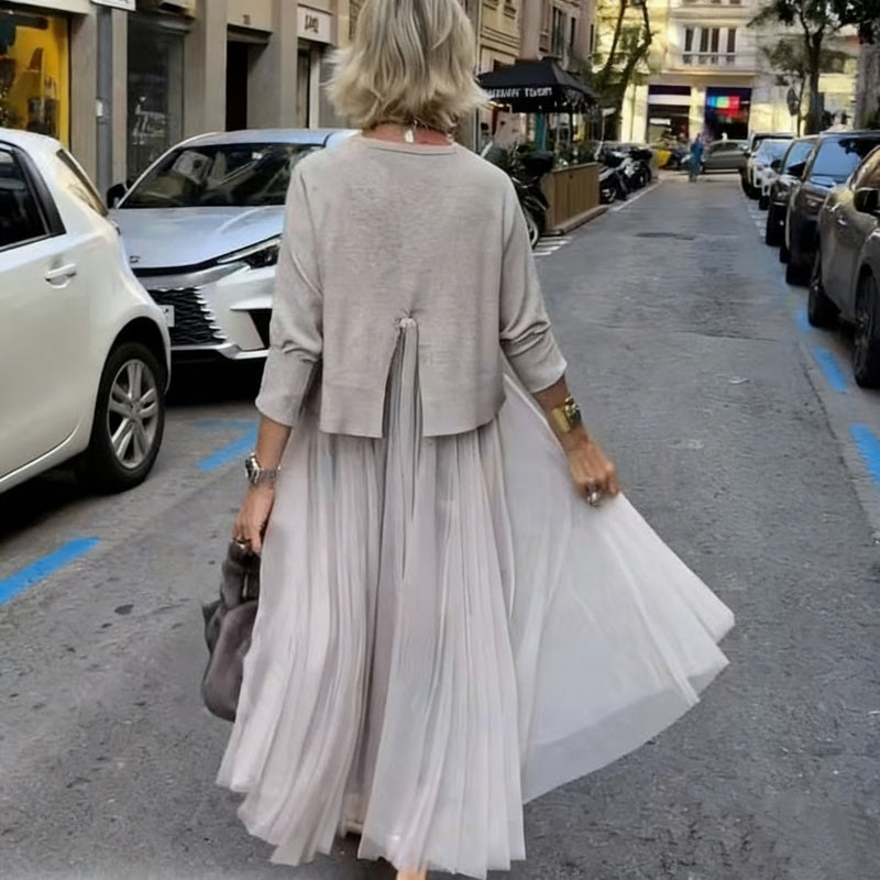 📢📢60 % Rabatt!! ⏰Damen zweiteiliges Set: Langarm-Oberteil und ärmelloses Kleid