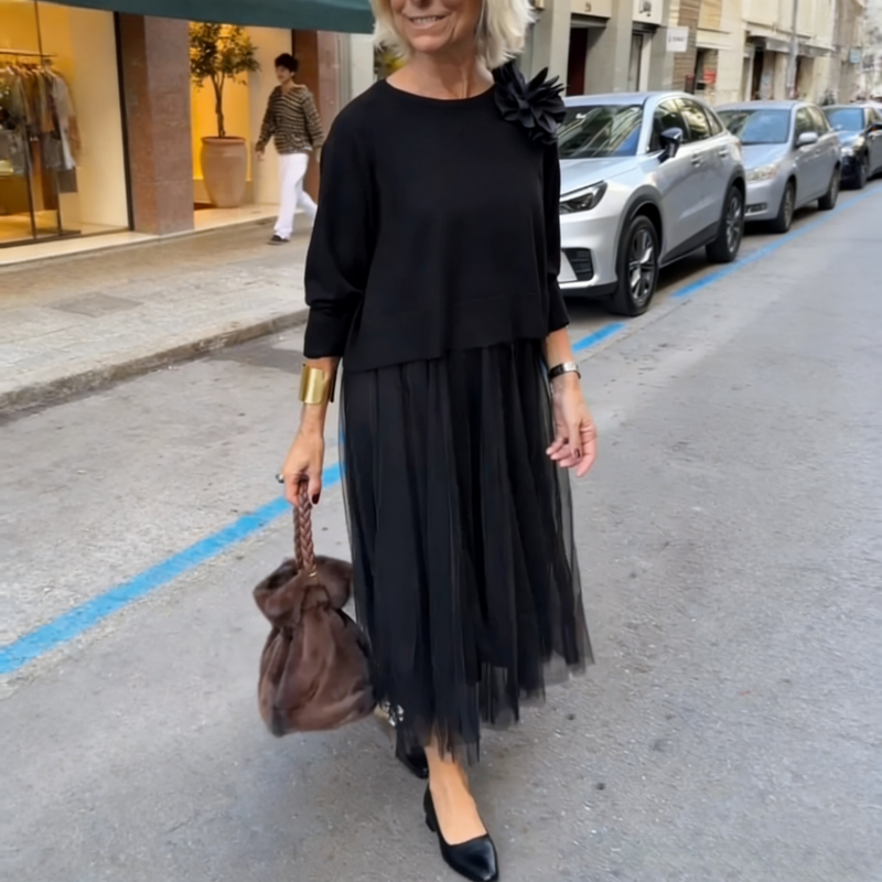 📢📢60 % Rabatt!! ⏰Damen zweiteiliges Set: Langarm-Oberteil und ärmelloses Kleid