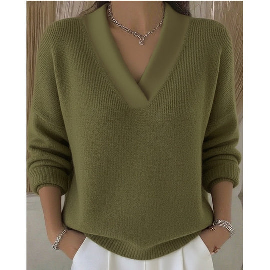 Gemütlicher Pullover mit V-Ausschnitt für die Freizeit