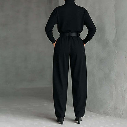 Women’s Elegant Turtleneck Top & High-Waist Pants Set