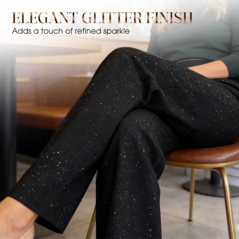🌟✨ Glitzernde Hose mit hohem Bund – Gerades Bein für perfekte Passform & nachhaltigen Stil! 💫👖 Alltagseleganz mit bewusstem Design.