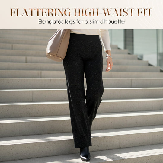 🌟✨ Glitzernde Hose mit hohem Bund – Gerades Bein für perfekte Passform &amp; nachhaltigen Stil! 💫👖 Alltagseleganz mit bewusstem Design.