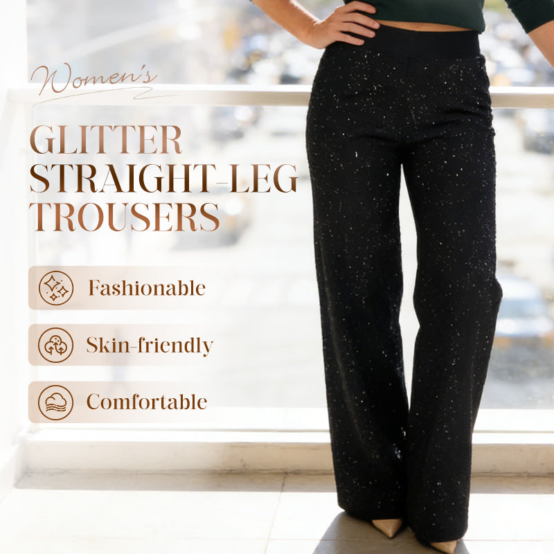 🌟✨ Glitzernde Hose mit hohem Bund – Gerades Bein für perfekte Passform &amp; nachhaltigen Stil! 💫👖 Alltagseleganz mit bewusstem Design.