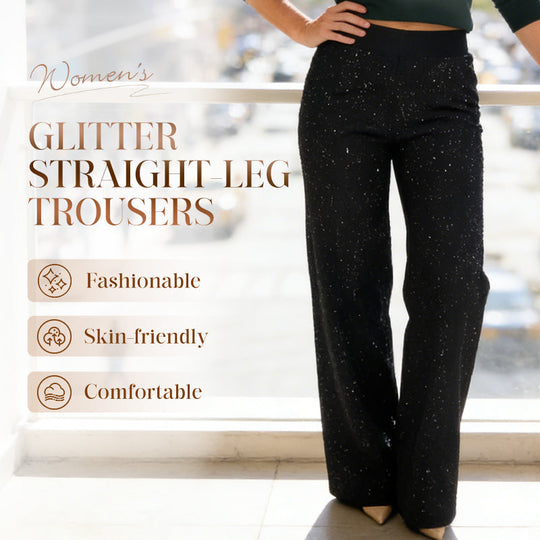 🌟✨ Glitzernde Hose mit hohem Bund – Gerades Bein für perfekte Passform &amp; nachhaltigen Stil! 💫👖 Alltagseleganz mit bewusstem Design.