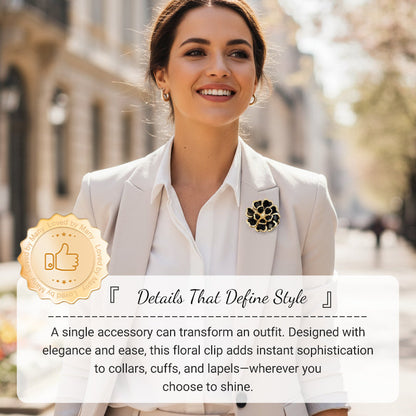 Zweiteiliges Schmuckset: Manschettenknöpfe & Brosche mit Rhinestone-Blütendesign ✨🌷 Vielseitig tragbar – Für festliche Anlässe & elegante Alltagsakzente