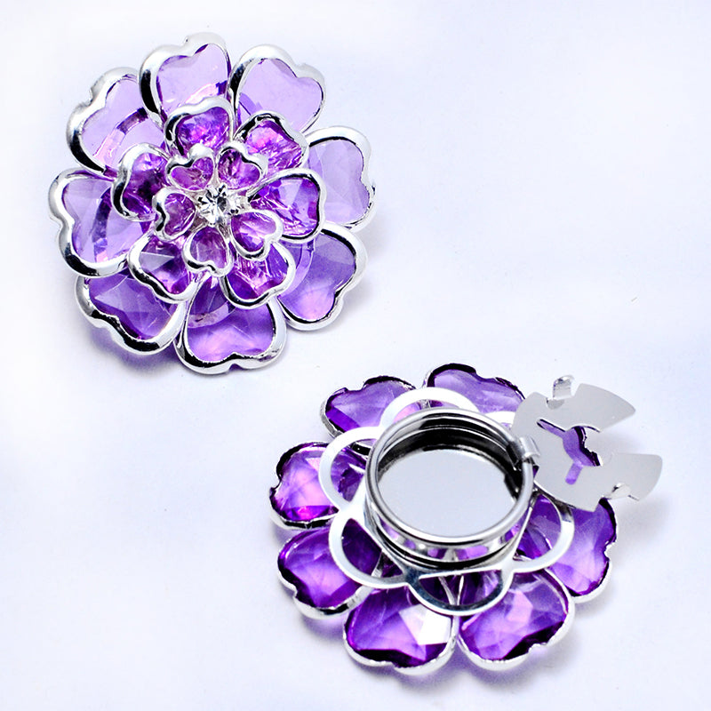 Zweiteiliges Schmuckset: Manschettenknöpfe &amp; Brosche mit Rhinestone-Blütendesign ✨🌷 Vielseitig tragbar – Für festliche Anlässe &amp; elegante Alltagsakzente