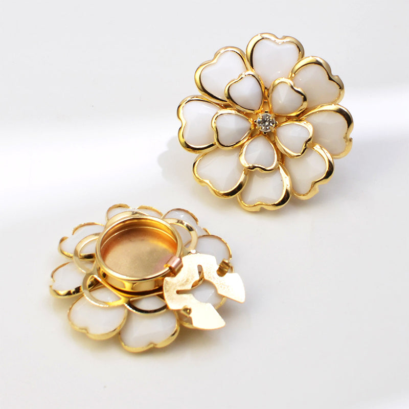Zweiteiliges Schmuckset: Manschettenknöpfe &amp; Brosche mit Rhinestone-Blütendesign ✨🌷 Vielseitig tragbar – Für festliche Anlässe &amp; elegante Alltagsakzente