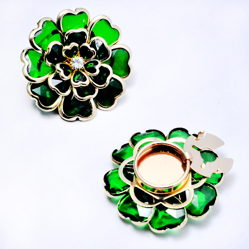Zweiteiliges Schmuckset: Manschettenknöpfe &amp; Brosche mit Rhinestone-Blütendesign ✨🌷 Vielseitig tragbar – Für festliche Anlässe &amp; elegante Alltagsakzente