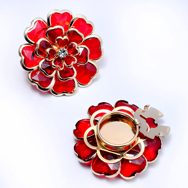 Zweiteiliges Schmuckset: Manschettenknöpfe &amp; Brosche mit Rhinestone-Blütendesign ✨🌷 Vielseitig tragbar – Für festliche Anlässe &amp; elegante Alltagsakzente