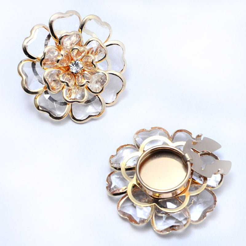 Zweiteiliges Schmuckset: Manschettenknöpfe &amp; Brosche mit Rhinestone-Blütendesign ✨🌷 Vielseitig tragbar – Für festliche Anlässe &amp; elegante Alltagsakzente