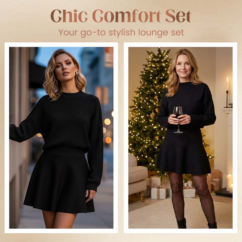 ✨🌸Damen-Minikleid aus Strick mit Stehkragen und A-Linien-Schnitt👗