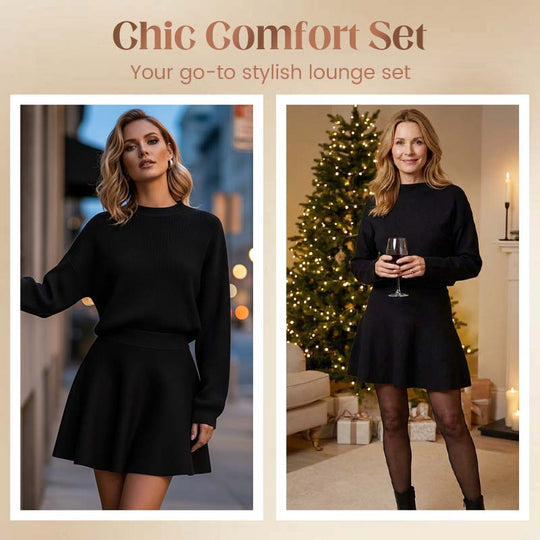 ✨🌸Damen-Minikleid aus Strick mit Stehkragen und A-Linien-Schnitt👗