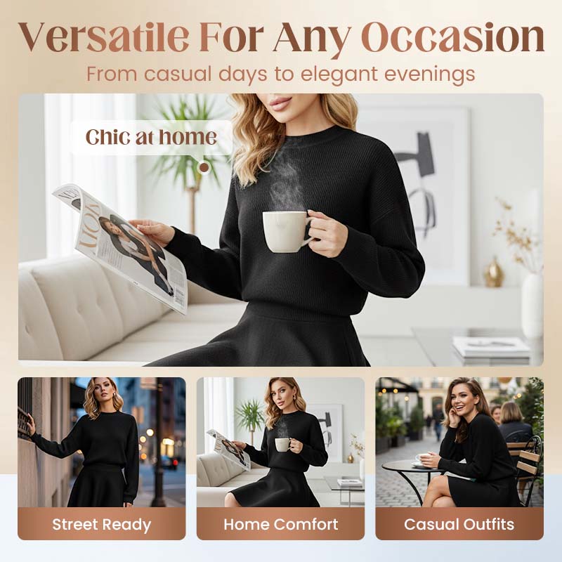 ✨🌸Damen-Minikleid aus Strick mit Stehkragen und A-Linien-Schnitt👗