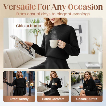 ✨🌸Damen-Minikleid aus Strick mit Stehkragen und A-Linien-Schnitt👗