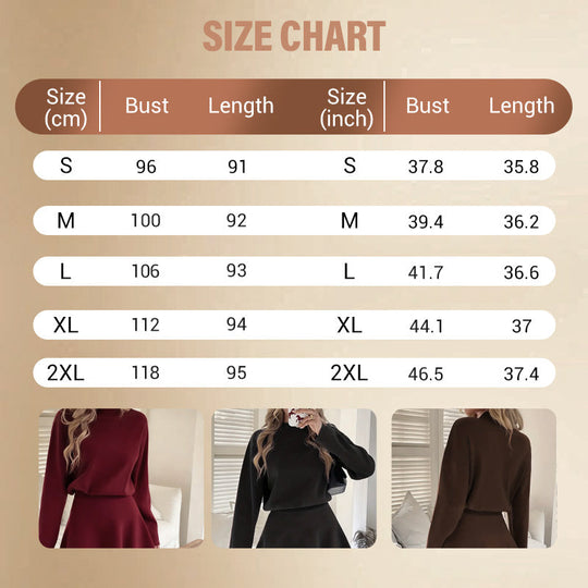 ✨🌸Damen-Minikleid aus Strick mit Stehkragen und A-Linien-Schnitt👗