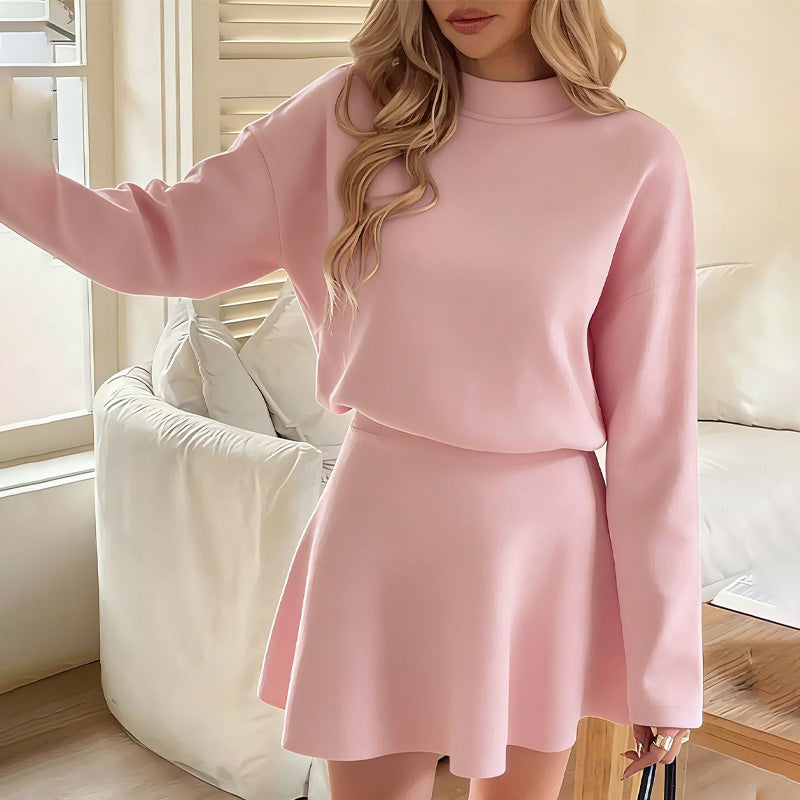 ✨🌸Damen-Minikleid aus Strick mit Stehkragen und A-Linien-Schnitt👗