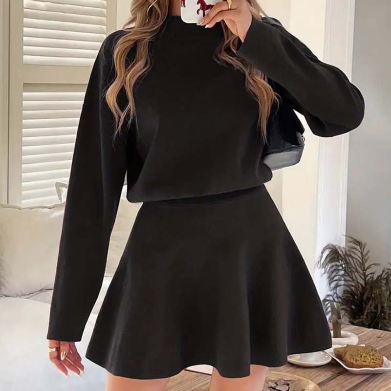 ✨🌸Damen-Minikleid aus Strick mit Stehkragen und A-Linien-Schnitt👗