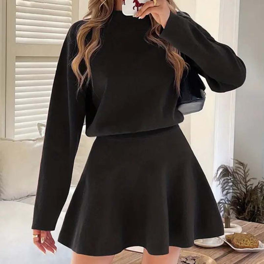 ✨🌸Damen-Minikleid aus Strick mit Stehkragen und A-Linien-Schnitt👗