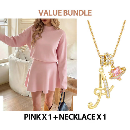 ✨🌸Damen-Minikleid aus Strick mit Stehkragen und A-Linien-Schnitt👗