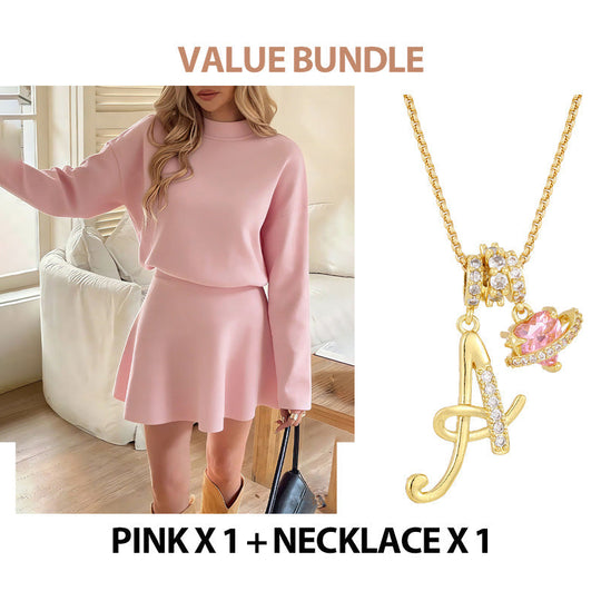 ✨🌸Damen-Minikleid aus Strick mit Stehkragen und A-Linien-Schnitt👗