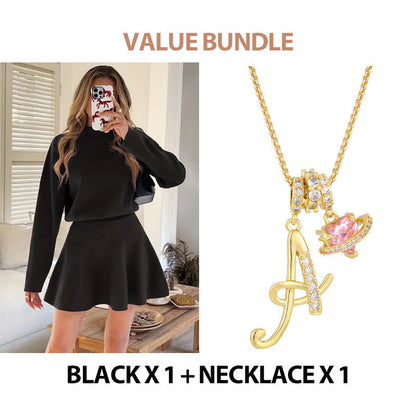 ✨🌸Damen-Minikleid aus Strick mit Stehkragen und A-Linien-Schnitt👗