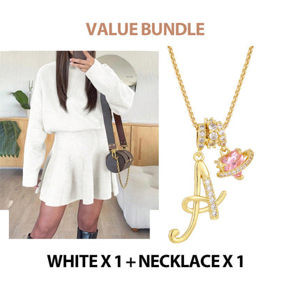 ✨🌸Damen-Minikleid aus Strick mit Stehkragen und A-Linien-Schnitt👗