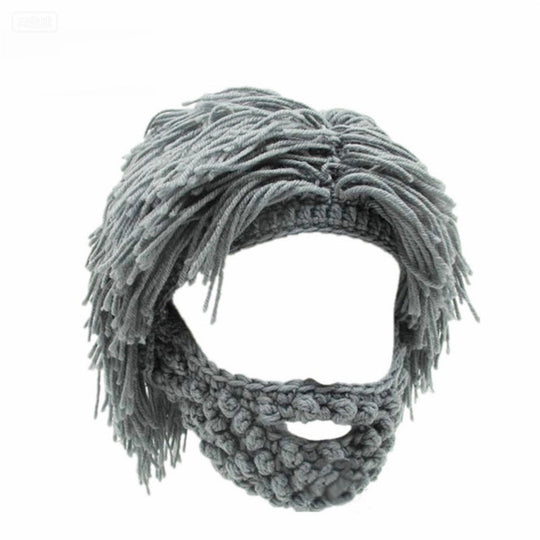 📢📢60 %  RABATT !! ⏰Punk-Style-Hut mit angebrachter einfacher Perücke und gestrickter Bart