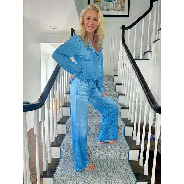 🌙 Denim Dreams Pyjama-Set – Gemütliche Passform, weiche Loungewear im Denim-Look für Komfort die ganze Nacht 🌟