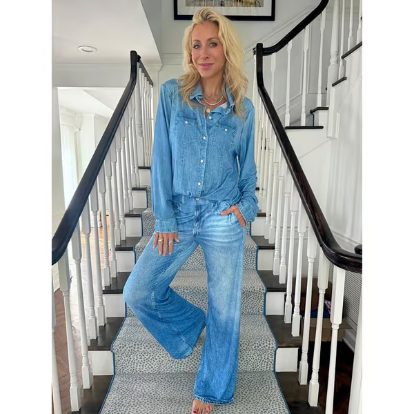 🌙 Denim Dreams Pyjama-Set – Gemütliche Passform, weiche Loungewear im Denim-Look für Komfort die ganze Nacht 🌟