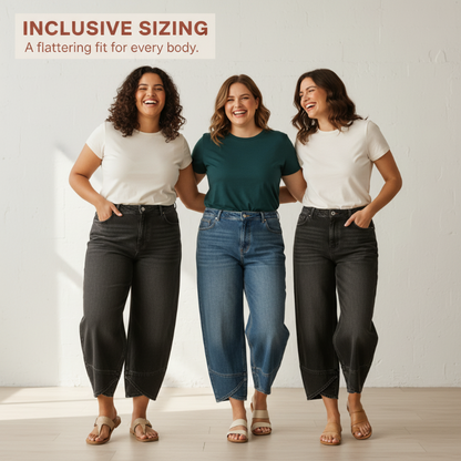 💥2026 HEISSER VERKAUF💥 Lässige Damen-Jeans mit weitem Bein und verkürztem Bein