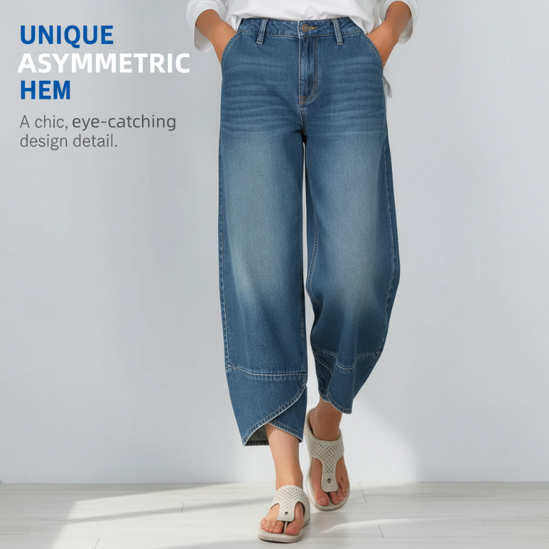 💥2026 HEISSER VERKAUF💥 Lässige Damen-Jeans mit weitem Bein und verkürztem Bein