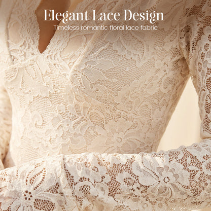 Elegantes Spitzenkleid mit V-Ausschnitt und Rüschenbesatz