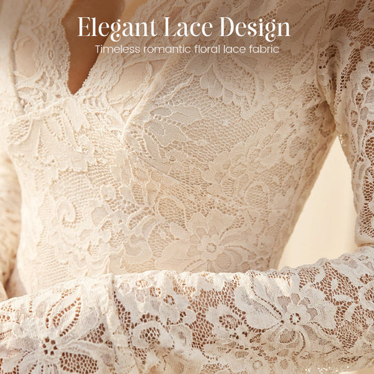 Elegantes Spitzenkleid mit V-Ausschnitt und Rüschenbesatz