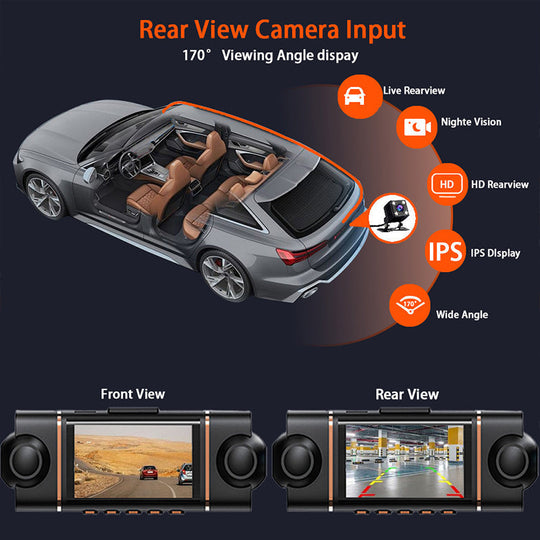 💎 60% RABATT! 💎 4-Kanal-HD-Dashcam mit Front-, Innen- und Heckaufzeichnung – 1080p, WLAN, GPS &amp; 24/7 Parküberwachung 🚗📹