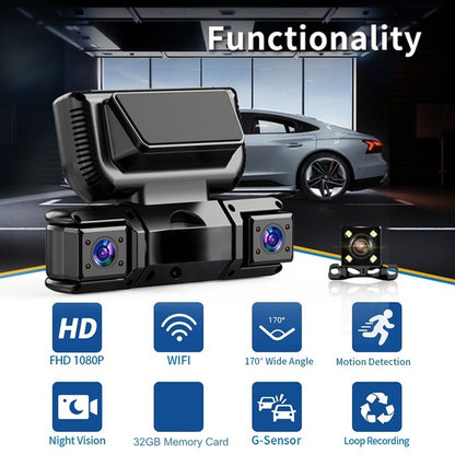 🚗 4-Kanal-Dashcam (WLAN + Nachtsicht) – Rundum-Überwachung mit HD-Aufnahmen & nahtloser App-Verbindung!