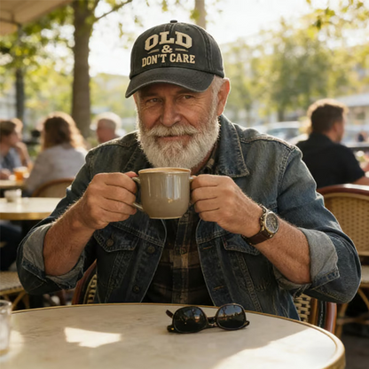 Retro Baseballcap „Old & Don’t Care“ – Gestickte Distressed Vintage Mütze 🧢✨