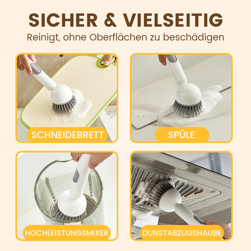 🍳 50% RABATT! 🧽 Drehbare Reinigungsbürste mit Langem Griff – Gründlich, Rückenfreundlich &amp; Für Töpfe/Geschirr 💦