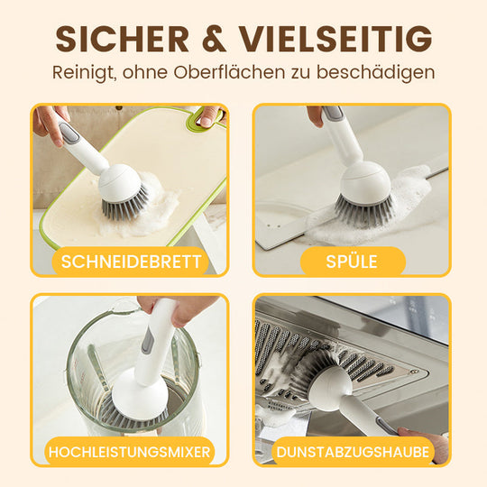 🍳 50% RABATT! 🧽 Drehbare Reinigungsbürste mit Langem Griff – Gründlich, Rückenfreundlich &amp; Für Töpfe/Geschirr 💦