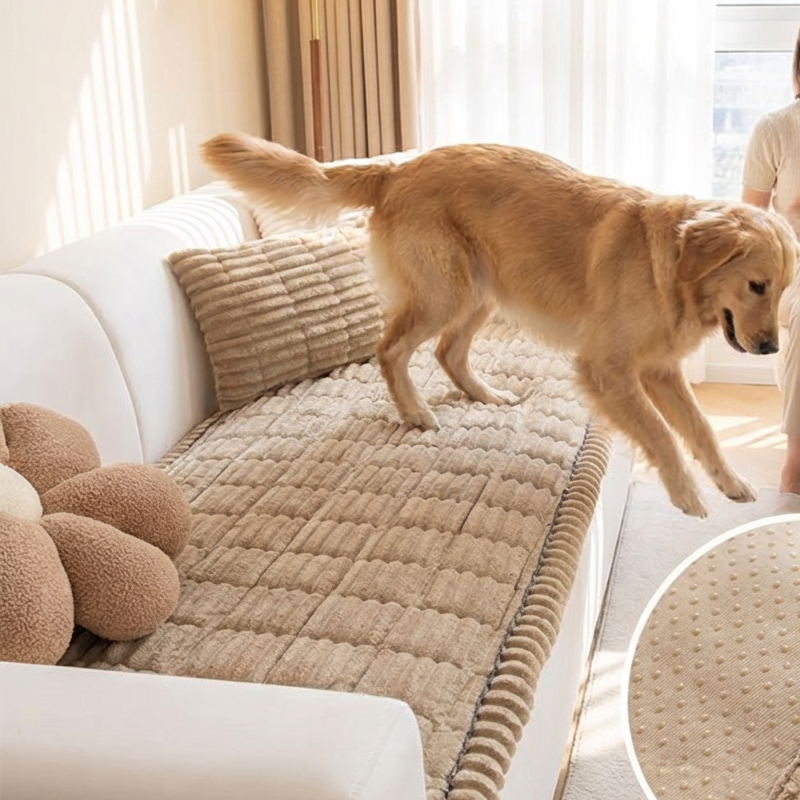 Gestepptes Cord-Sofa-Kissen mit rutschfester Unterseite