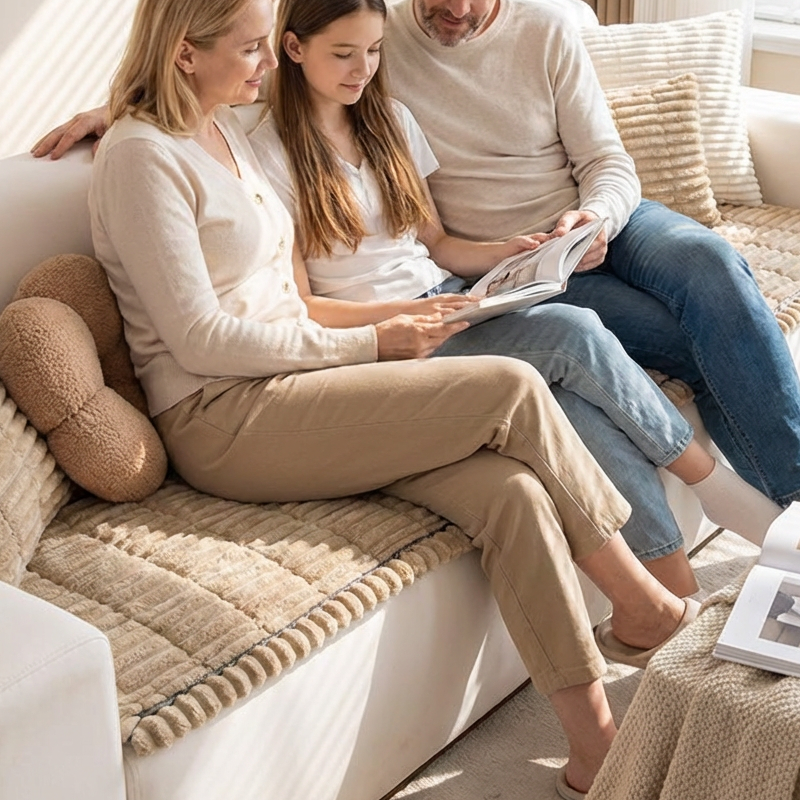 Gestepptes Cord-Sofa-Kissen mit rutschfester Unterseite