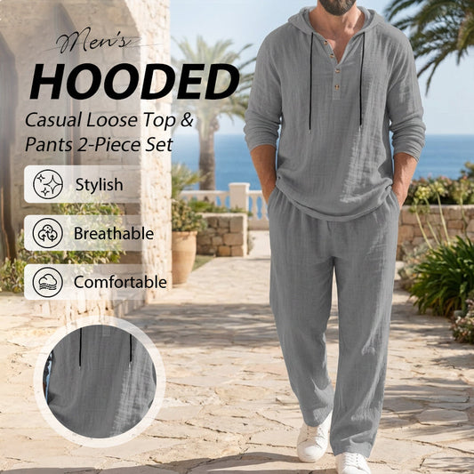 🔥Solange der Vorrat reicht 40 % Rabatt!🎉Herren Kapuze Casual Loose Top & Hose 2-teiliges Set
