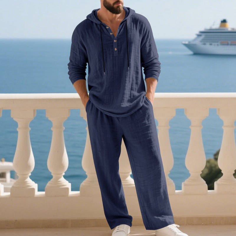 🔥Solange der Vorrat reicht 40 % Rabatt!🎉Herren Kapuze Casual Loose Top & Hose 2-teiliges Set