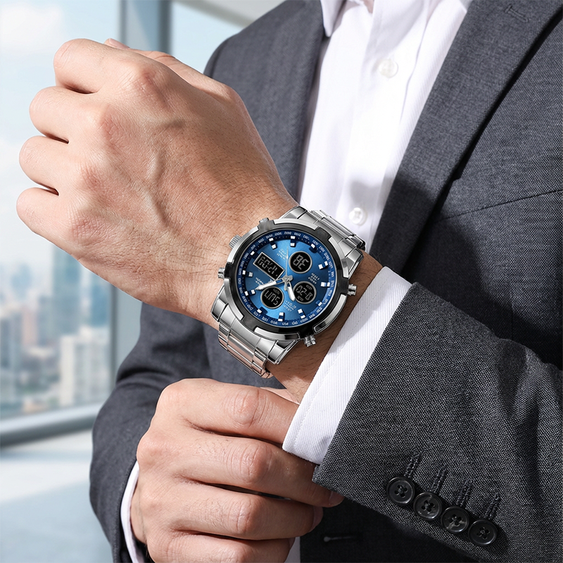 ⏰ Wasserdichte Analog-Digital-Militäruhr für Herren – 48 mm, multifunktional & Armband aus Edelstahl! 🕰️💪