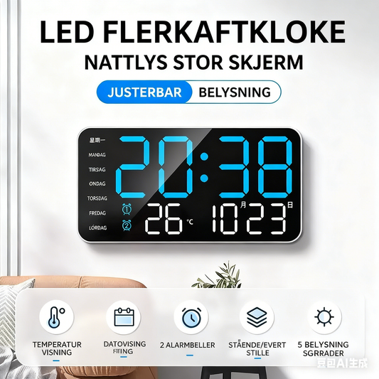 🕰️ 50% RABATT! 🌲 Moderne LED-Digital-Wanduhr – Multifunktional, Slim Design & Klare Anzeige für Skandinavisches Wohnen ✨