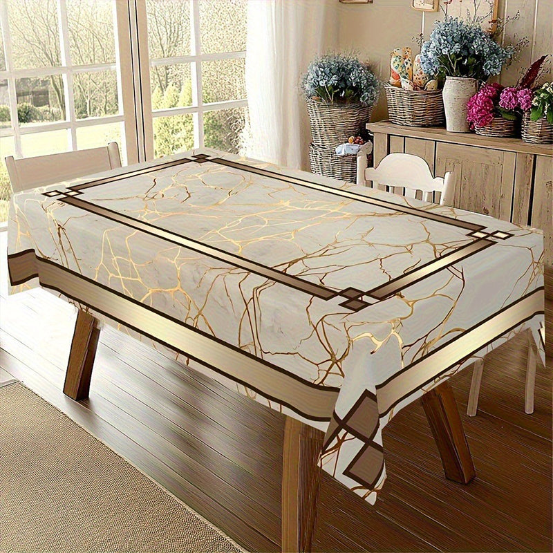 📢📢 50 % RABATT !! ⏰Tischdecke in Marmoroptik – Beige &amp; Goldbraun, Wasserabweisend, Elegant &amp; Modern 🏡✨
