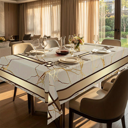 📢📢 50 % RABATT !! ⏰Tischdecke in Marmoroptik – Beige & Goldbraun, Wasserabweisend, Elegant & Modern 🏡✨