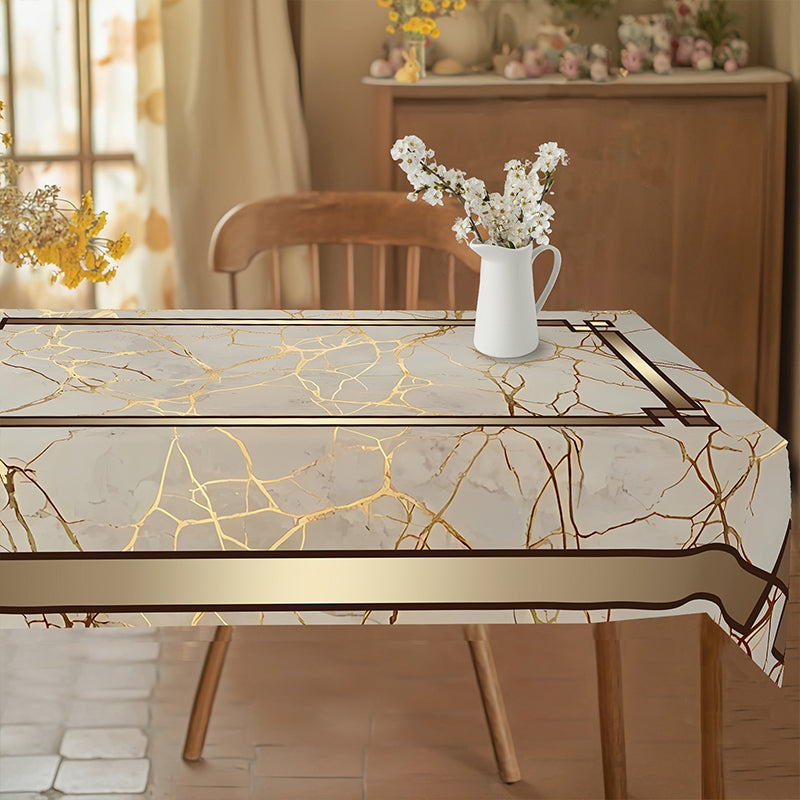 📢📢 50 % RABATT !! ⏰Tischdecke in Marmoroptik – Beige &amp; Goldbraun, Wasserabweisend, Elegant &amp; Modern 🏡✨